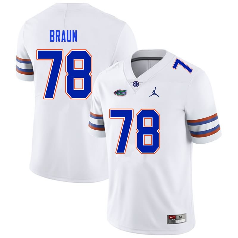NCAA Florida Gators Josh Braun Men's #78 Nike White Stitched Authentic College Football Jersey IHJ7564YO